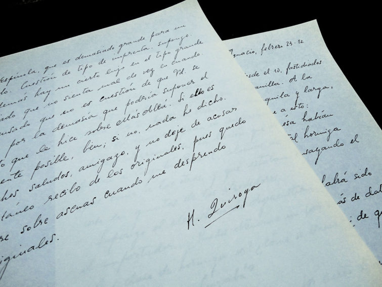 Cartas manuscritas realizadas por Fabián Sanguinetti emulando la escritura de Horacio Quiroga para el Museo Provincial Horacio Quiroga.